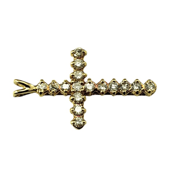 14K Yellow Gold and Diamond Cross Pendant #20405 - Picture 3 of 7